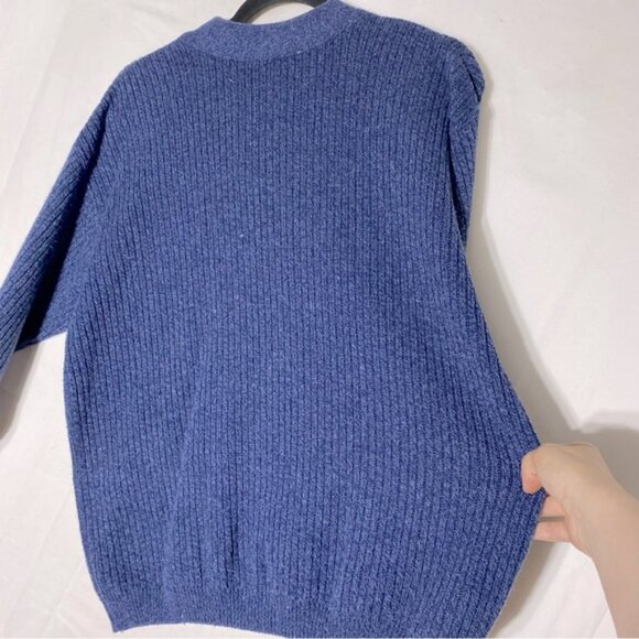 Vintage Northern Reflections Cottage Essentials Blue Ribbed Knit V Nk Sweater M - Picture 9 of 15